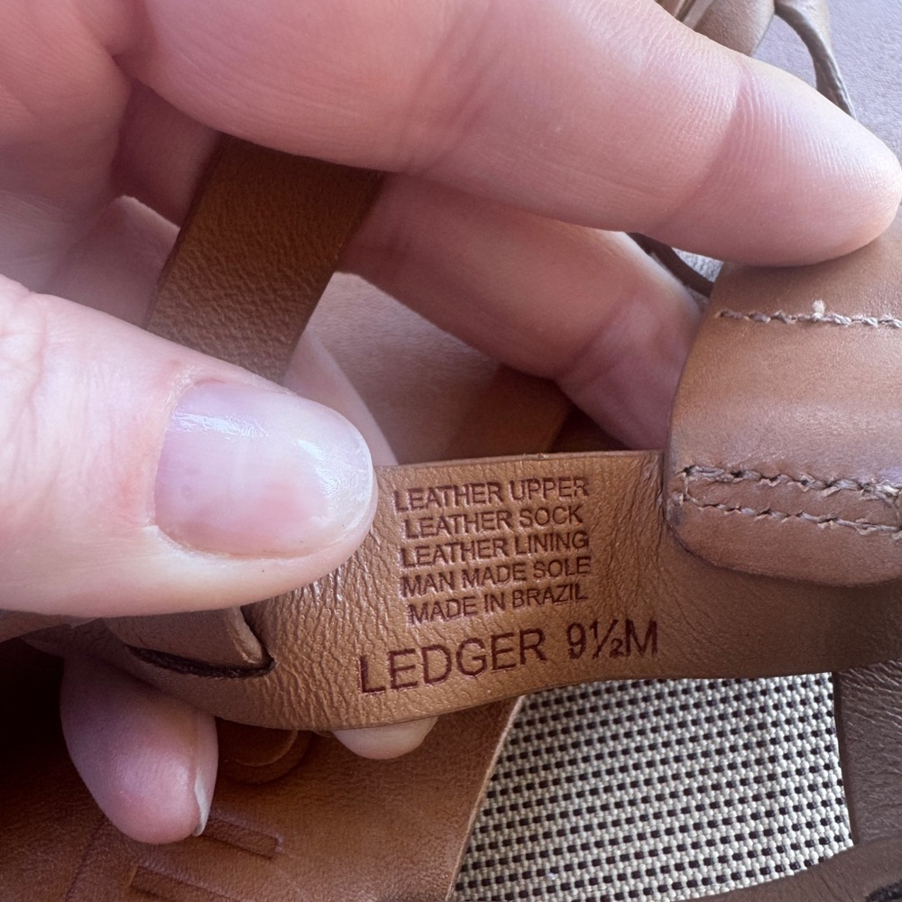Antonio Melani Ledger Tan Leather Ankle Strap Thong Sandals Women Size 9.5 - Picture 5 of 11